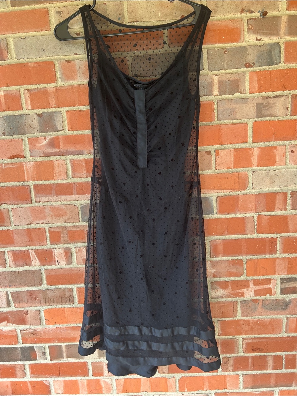 Marc Jacobs Black Sheer Polka Dot Slip Dress